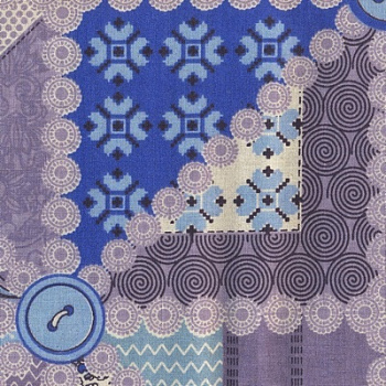 Льняная ткань для рукоделия "Пуговицы" голубой (150*150 см)