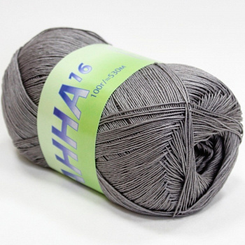 Анна 16, пряжа для ручного вязания 100г/530м (375 средне- серый)