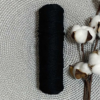 Шпагат хлопковый крученый 3мм (черный) 100м
