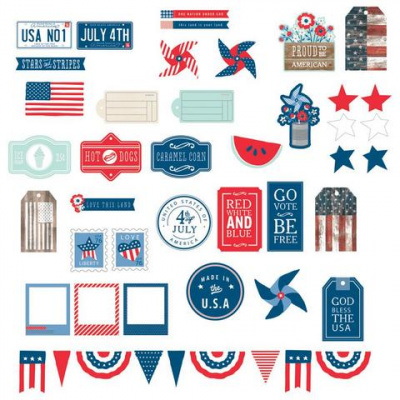 Набор вырубок "American Crafts" Pebbles 732506  «Americana» 46шт