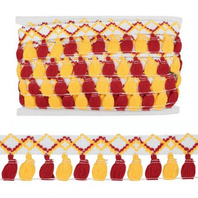 Тесьма с кистями LS-034 48мм*9,14 м, цв. красн/желт