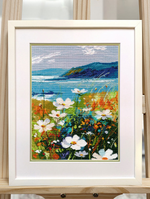 Набор для вышивания «Овен» 1704 "Утёс с цветами" 20 х 28 см 