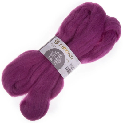 Шерсть для валяния 100% полутонкая шерсть, 50 г, №0183 пур-пур , упак (10шт.)