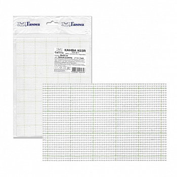 Канва K03R "Gamma" Aida №11, фасовка 50x50 см 95% хлопок, 5% терилен,  белый в клетку
