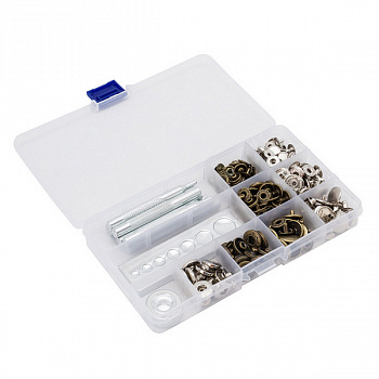 Кнопки Альфа (S-образные) d=11,13,15мм, упак/60компл.(+/- 2 шт) с набором ручных установщиков