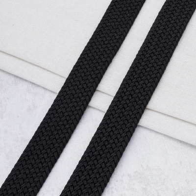 3Al296 Стропа ременная плетеная эластичная (30% латекс, 70% полиэстер) 34мм*22,86м (01 чёрный)