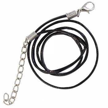 Шнурок для бижутерии "Астра" WRE1023-B1, 45 см, d=4.0*1.4 мм, кож/зам, черный