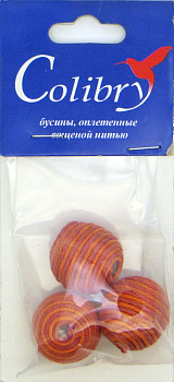 Бусины оплетеные вощеной нитью (красно-оранжевые)