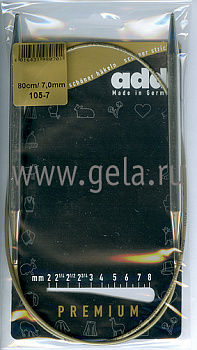 Спицы круговые супергладкие, никель, ADDI 105-7, 80 см, №7.0