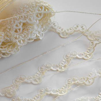 Кружево на жесткой сетке Exclusive арт.TBY 2BS228K1 шир.50мм цв.W1515 молочный уп.13,71м