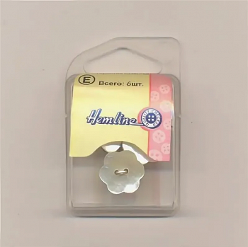 Пуговица Hemline "Shell" d = 15 мм натуральный (6 шт/уп)
