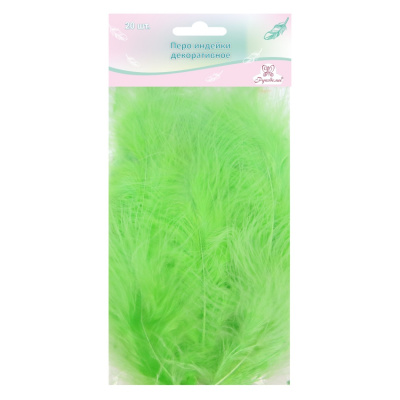 Перо индейки декоративное "Рукоделие", 20 шт (лаймовый цвет), длина пера 13-16 см