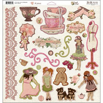 Набор клеевых чипбордов BoBunny CBL729 "Little Miss" 26шт.30х30см