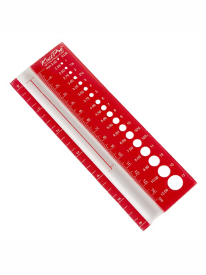 Линейка для определения размера спиц KnitPro, прямоугольная красная 10701