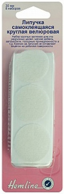 Липучка "Hemline" 665.30  круги с клеевой основой d=30 мм, 8 наборов, цвет белый