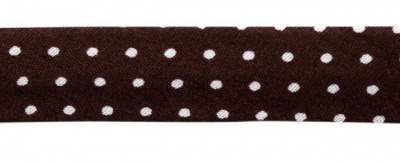 Косая бейка с принтом "Горох" х/б, 15 мм, 65,8 м/шт FBF99 коричневый