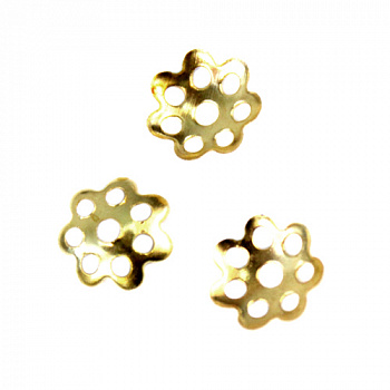 Шапочка для бус 7709546 FIN0636, 6мм, 30шт/упак, цвет: золото