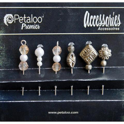 Шпильки декоративные "Petaloo" 1474-038 Bead Hat Pins х 6 шт.-Brown/Green