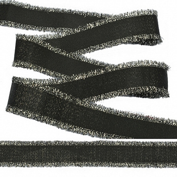 Тесьма TBY с бахромой TBYF02 шир. 25мм, цв.F322 черный, уп.13,71м