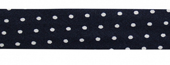 Косая бейка с принтом "Горох" х/б, 15 мм, 65,8 м/шт FBF101 синий
