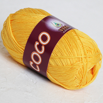 Коко (VITA Cotton), пряжа для ручного вязания (3863, желтый)
