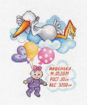 Набор для вышивания «Овен» 1413 Метрика. Машенька,15*20 см