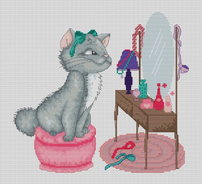 Набор для вышивания «Luca-S» B1035 Кошка у туалетного столика,24,5х22,5 см