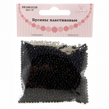 Бусины пластиковые "РУКОДЕЛИЕ", диаметр 3мм, цвет №25 черный, 25гр/пакет, PP1001C25