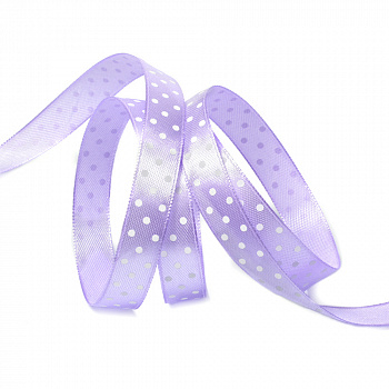 Лента атласная арт.LDAG43002912 (46) крупный горох 12мм цв.св.сиреневый-белый уп.27,4м