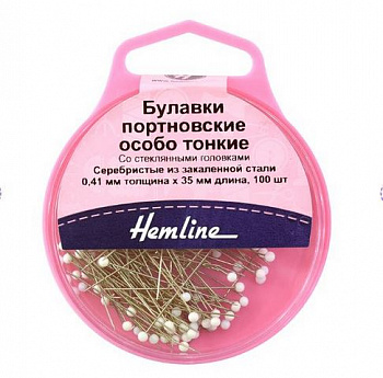 Булавки портновские особо тонкие «Hemline» 674  41 мм, 100шт.,  белые