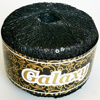 Гэлэкси, пряжа для ручного вязания     (106, чёрный с чёрными пайетками)