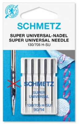 Иглы стандартные с покрытием антиклей 130/705H-SU №90, Schmetz, 5 шт