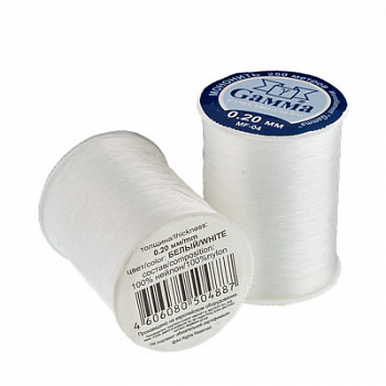 Мононить "Gamma" MF-04 0.20 мм 100% нейлон 12 шт. х 250 м, белый