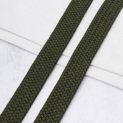 3Al296 Стропа ременная плетеная эластичная (30% латекс, 70% полиэстер) 34мм*22,86м (11 хаки)
