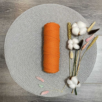 Шнур хлопковый 4 мм без сердечника (оранжевый) 50м