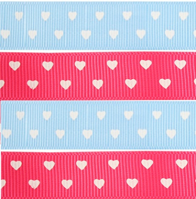 Лента репсовая 'Сердечки мелкие', 15мм*22,5м